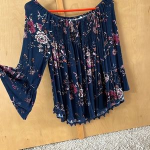 Blue floral blouse